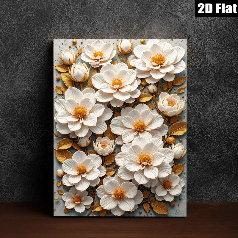 2D flat 1pc Ivory Bloom Floral Botanical Wall Art Decor for Living Room Bedroom Modern Farmhouse Gallery Wrapped Canvas Print Cozy Aesthetic