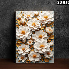 2D flat 1pc Ivory Bloom Floral Botanical Wall Art Decor for Living Room Bedroom Modern Farmhouse Gallery Wrapped Canvas Print Cozy Aesthetic