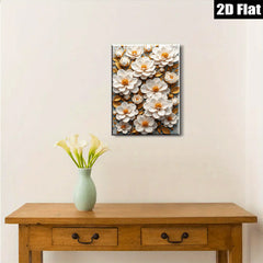 2D flat 1pc Ivory Bloom Floral Botanical Wall Art Decor for Living Room Bedroom Modern Farmhouse Gallery Wrapped Canvas Print Cozy Aesthetic