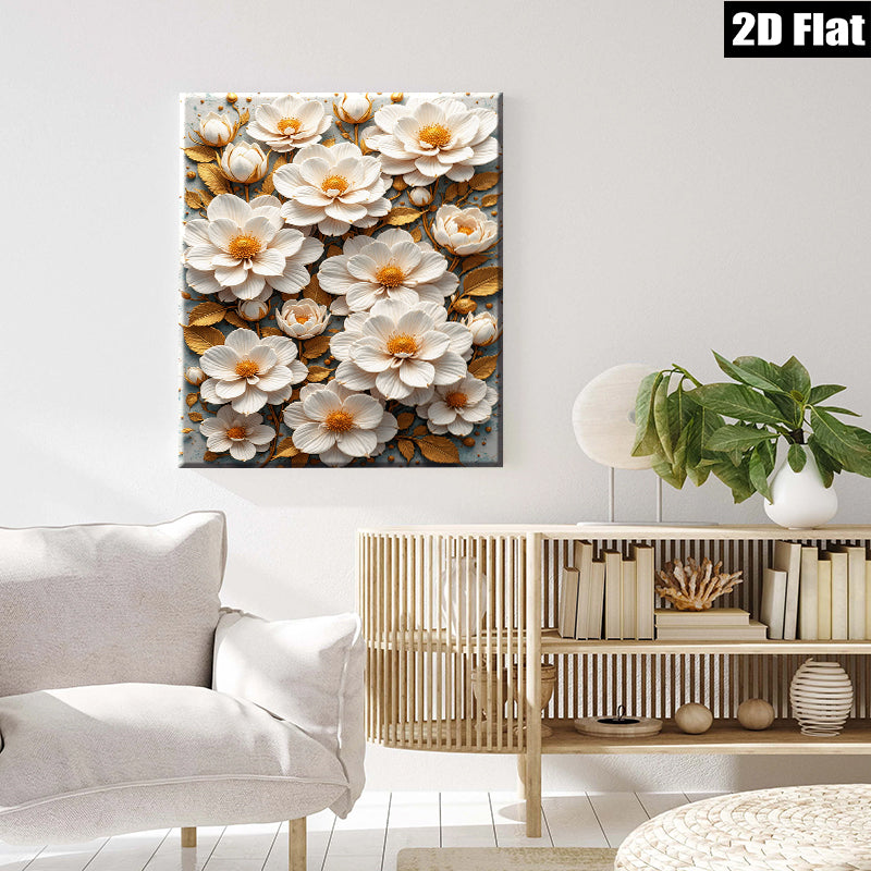 2D flat 1pc Ivory Bloom Floral Botanical Wall Art Decor for Living Room Bedroom Modern Farmhouse Gallery Wrapped Canvas Print Cozy Aesthetic