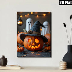 2D flat 1pc Jack O Lantern Halloween Spooky Festive Fall Decor Gallery Wrapped Canvas Print for Living Room Bedroom Holiday Gifts Trending Now