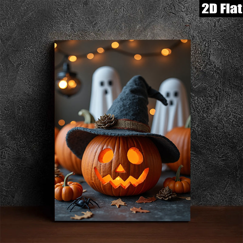 2D flat 1pc Jack O Lantern Halloween Spooky Festive Fall Decor Gallery Wrapped Canvas Print for Living Room Bedroom Holiday Gifts Trending Now