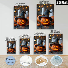 2D flat 1pc Jack O Lantern Halloween Spooky Festive Fall Decor Gallery Wrapped Canvas Print for Living Room Bedroom Holiday Gifts Trending Now