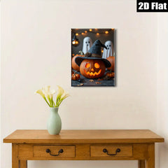 2D flat 1pc Jack O Lantern Halloween Spooky Festive Fall Decor Gallery Wrapped Canvas Print for Living Room Bedroom Holiday Gifts Trending Now