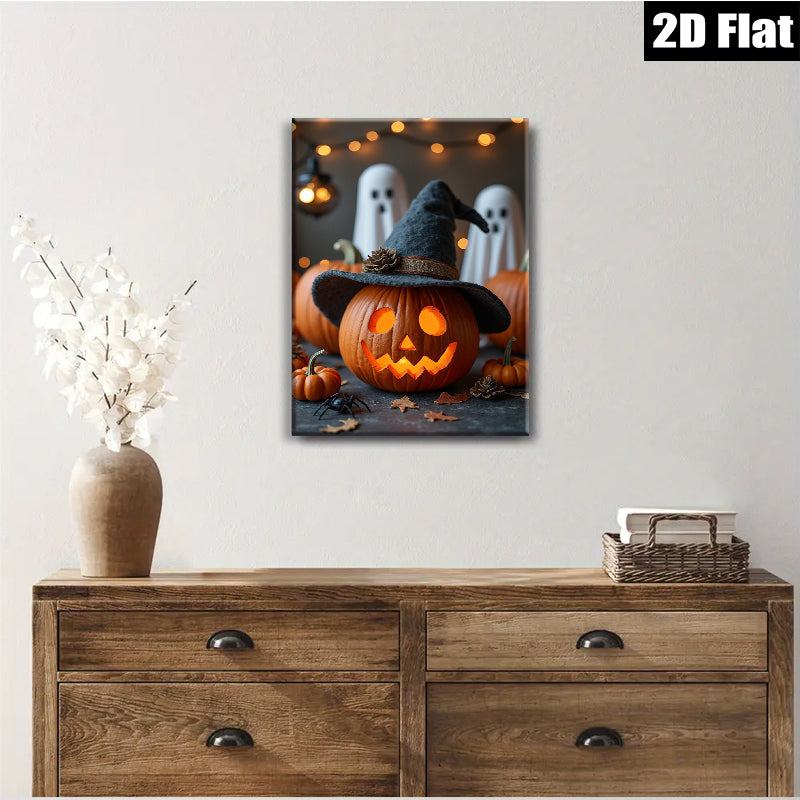2D flat 1pc Jack O Lantern Halloween Spooky Festive Fall Decor Gallery Wrapped Canvas Print for Living Room Bedroom Holiday Gifts Trending Now