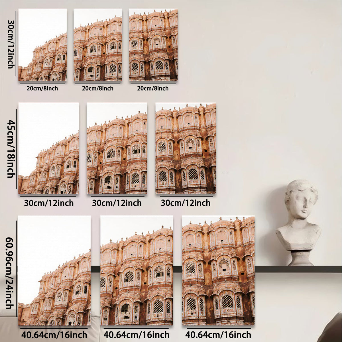 2D flat 1pc Jaipur City Palace India architecture wall art modern farmhouse living room bedroom decor gallery wrapped canvas prints vibrant colors