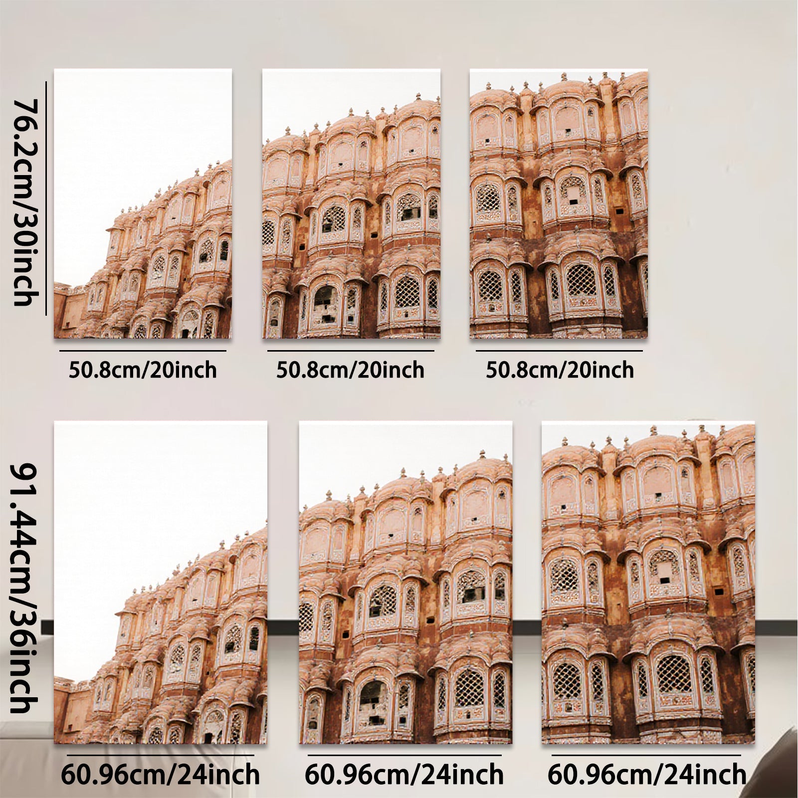 2D flat 1pc Jaipur City Palace India architecture wall art modern farmhouse living room bedroom decor gallery wrapped canvas prints vibrant colors