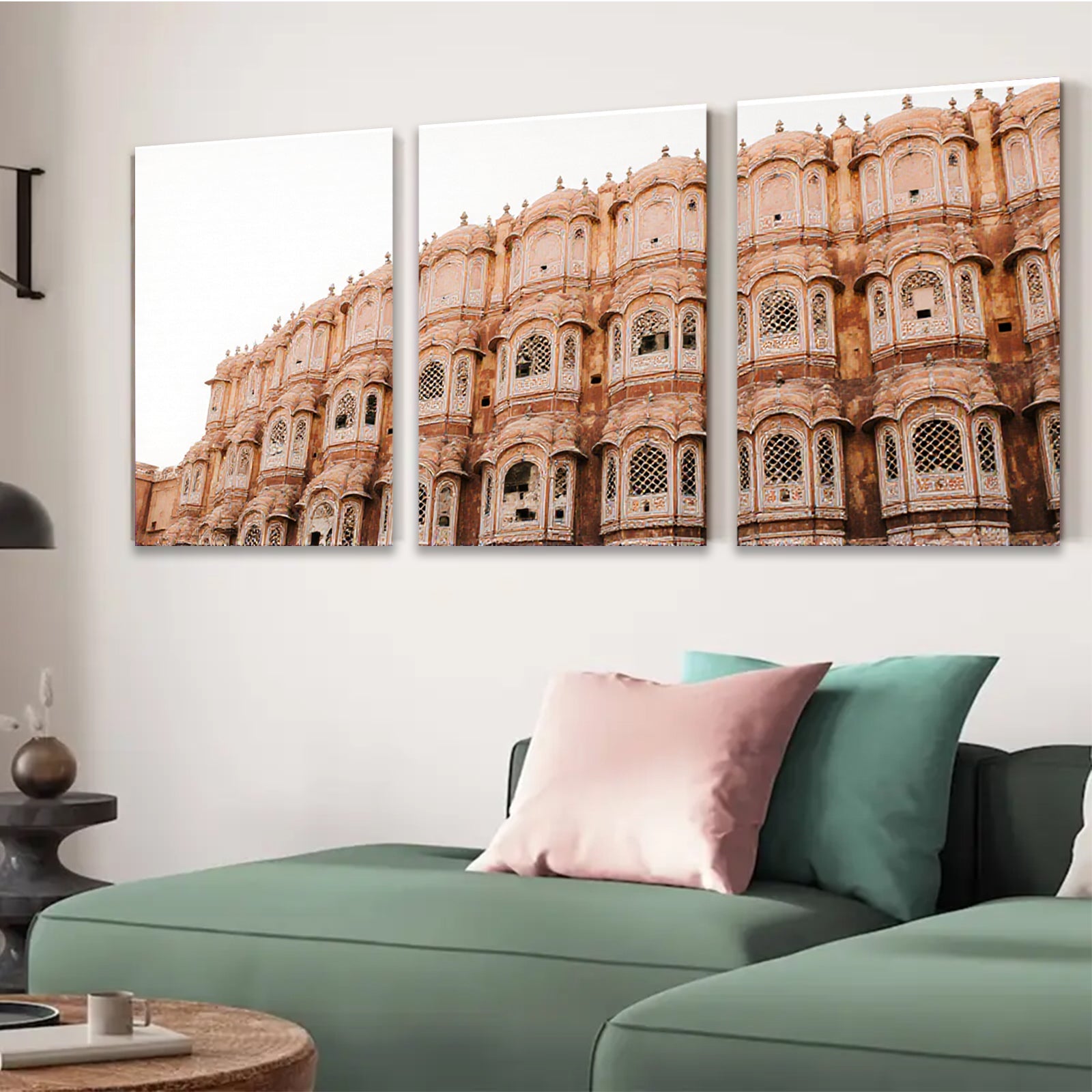 2D flat 1pc Jaipur City Palace India architecture wall art modern farmhouse living room bedroom decor gallery wrapped canvas prints vibrant colors