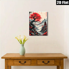 2D flat 1pc Japanese Maple Autumn Landscape Wall Art Canvas Prints for Living Room Bedroom Home Decor Modern Farmhouse Rustic Style Gallery Wrapped Ready to Hang