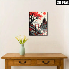 2D flat 1pc Japanese Torii Gate serene landscape wall art canvas prints for living room bedroom home decor farmhouse style modern aesthetic gallery wrapped
