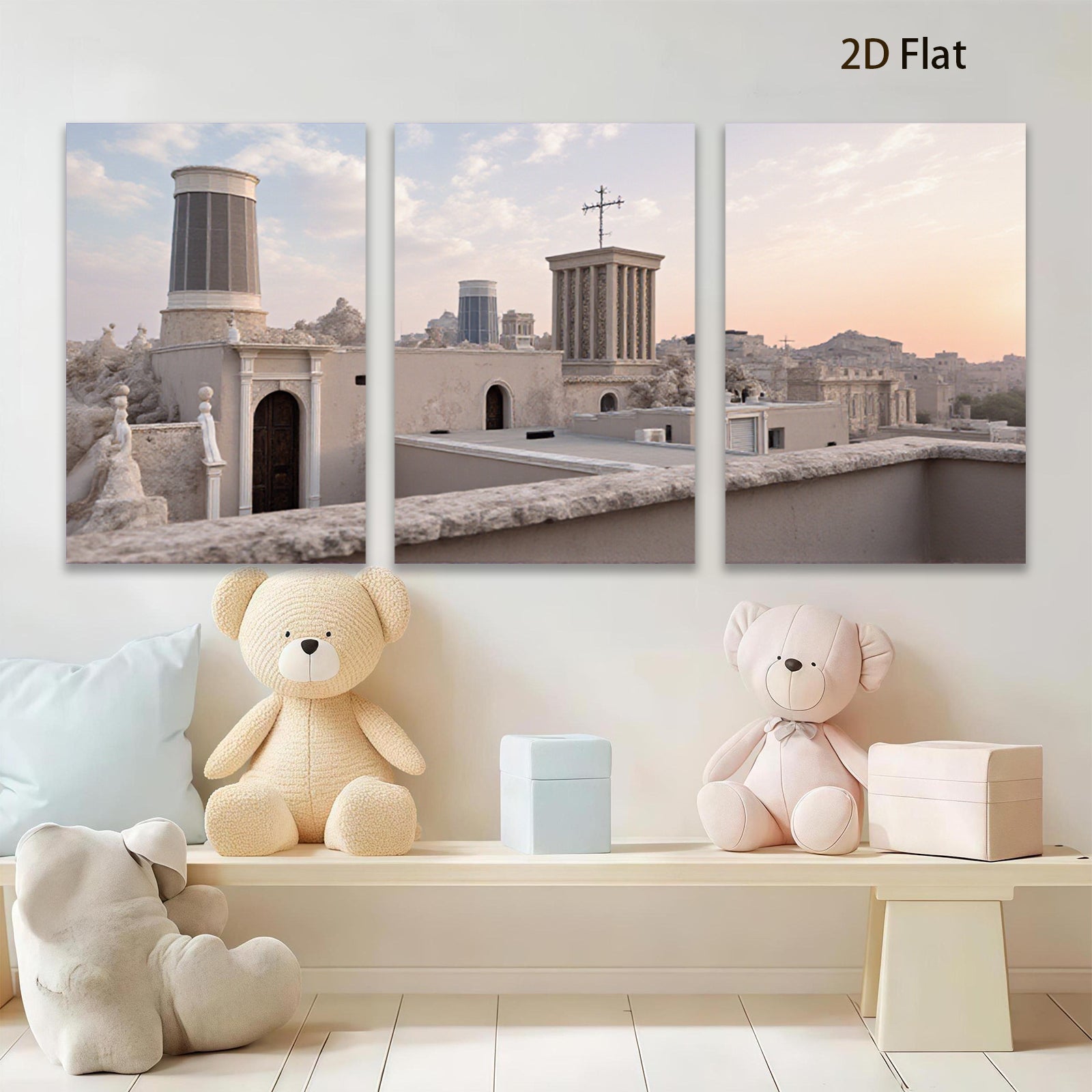 2D flat 1pc Jerusalem Rooftop View Historic Cityscape Wall Art Decor Living Room Bedroom Modern Farmhouse Style Canvas Prints Large Size