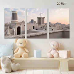 2D flat 1pc Jerusalem Rooftop View Historic Cityscape Wall Art Decor Living Room Bedroom Modern Farmhouse Style Canvas Prints Large Size