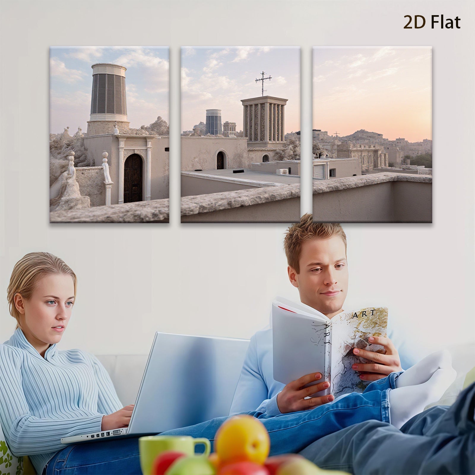 2D flat 1pc Jerusalem Rooftop View Historic Cityscape Wall Art Decor Living Room Bedroom Modern Farmhouse Style Canvas Prints Large Size
