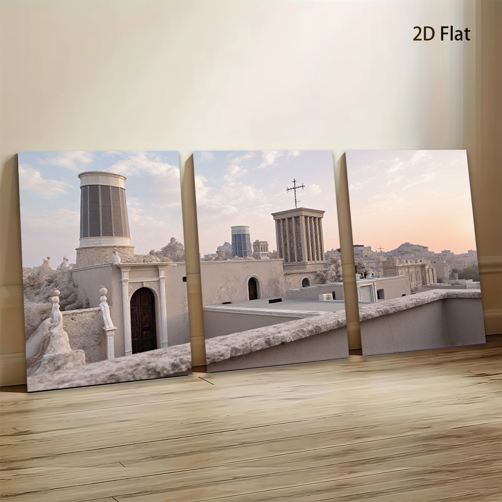 2D flat 1pc Jerusalem Rooftop View Historic Cityscape Wall Art Decor Living Room Bedroom Modern Farmhouse Style Canvas Prints Large Size
