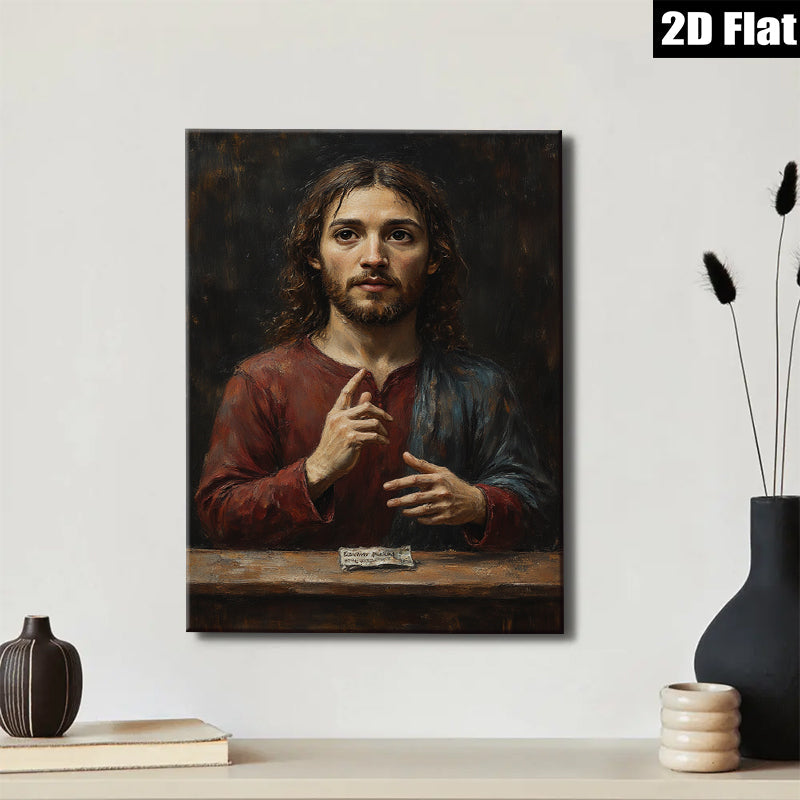 2D flat 1pc Jesus Christ Portrait Religious Wall Art Canvas Print Living Room Bedroom Decor Gallery Wrapped Modern Farmhouse Style Ready to Hang