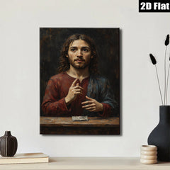2D flat 1pc Jesus Christ Portrait Religious Wall Art Canvas Print Living Room Bedroom Decor Gallery Wrapped Modern Farmhouse Style Ready to Hang