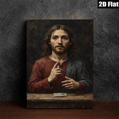 2D flat 1pc Jesus Christ Portrait Religious Wall Art Canvas Print Living Room Bedroom Decor Gallery Wrapped Modern Farmhouse Style Ready to Hang