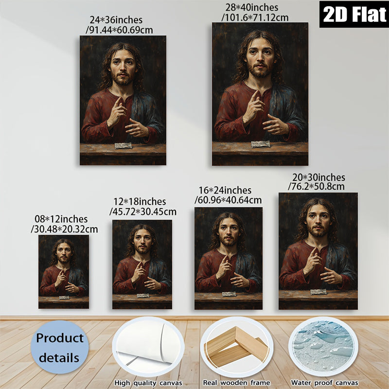 2D flat 1pc Jesus Christ Portrait Religious Wall Art Canvas Print Living Room Bedroom Decor Gallery Wrapped Modern Farmhouse Style Ready to Hang