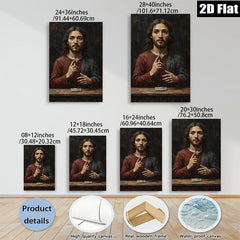 2D flat 1pc Jesus Christ Portrait Religious Wall Art Canvas Print Living Room Bedroom Decor Gallery Wrapped Modern Farmhouse Style Ready to Hang
