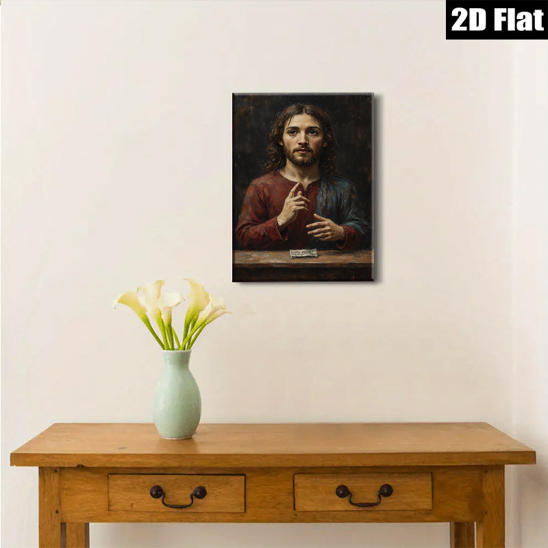 2D flat 1pc Jesus Christ Portrait Religious Wall Art Canvas Print Living Room Bedroom Decor Gallery Wrapped Modern Farmhouse Style Ready to Hang