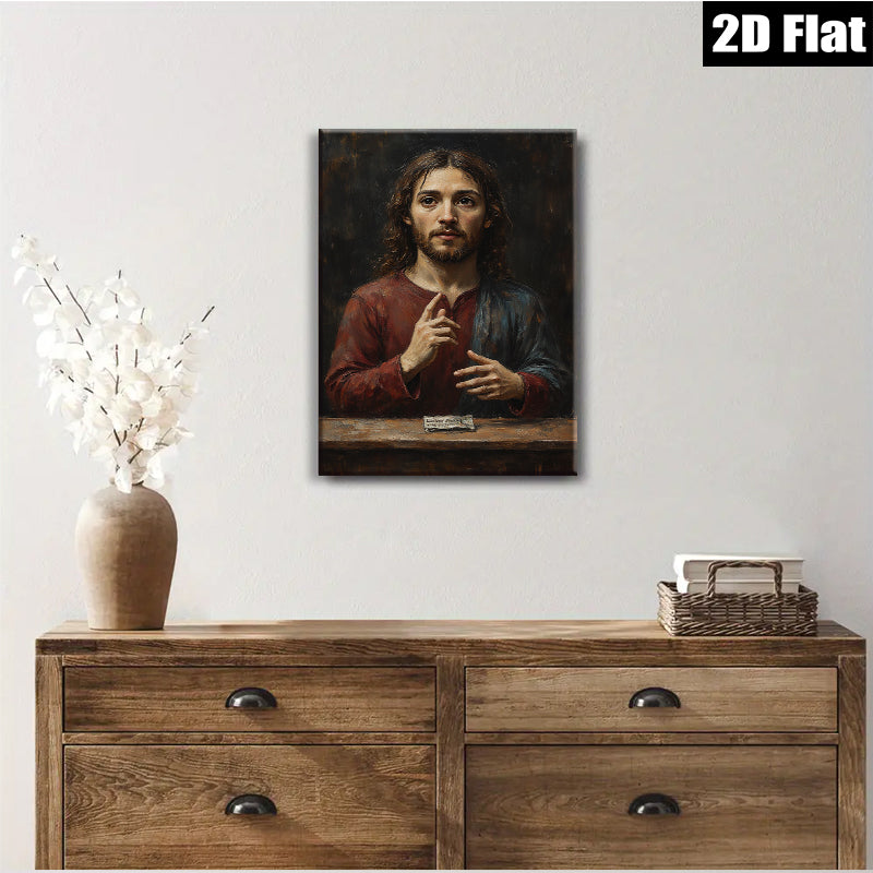 2D flat 1pc Jesus Christ Portrait Religious Wall Art Canvas Print Living Room Bedroom Decor Gallery Wrapped Modern Farmhouse Style Ready to Hang