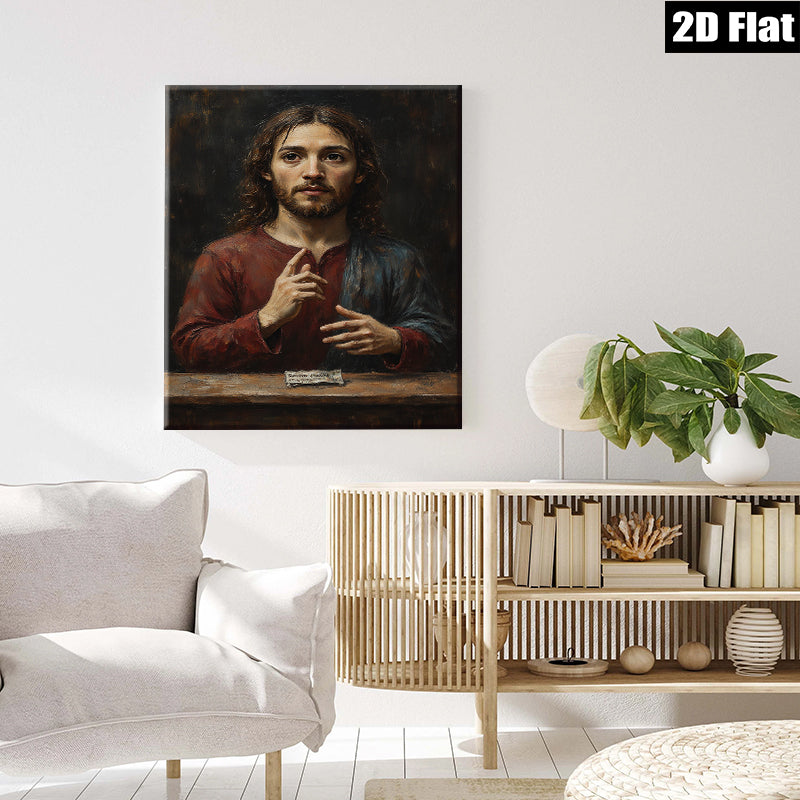 2D flat 1pc Jesus Christ Portrait Religious Wall Art Canvas Print Living Room Bedroom Decor Gallery Wrapped Modern Farmhouse Style Ready to Hang