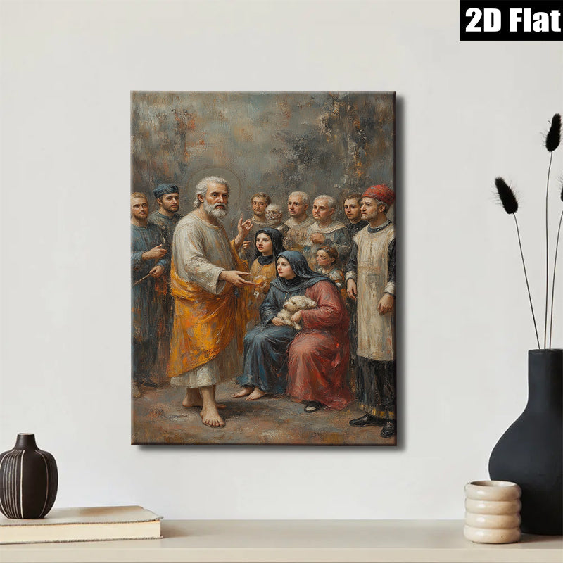 2D flat 1pc Jesus with Disciples Biblical Scene Wall Art Decor Living Room Bedroom Canvas Print Gallery Wrapped Modern Farmhouse Rustic Coastal Home Décor