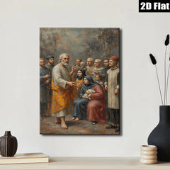 2D flat 1pc Jesus with Disciples Biblical Scene Wall Art Decor Living Room Bedroom Canvas Print Gallery Wrapped Modern Farmhouse Rustic Coastal Home Décor