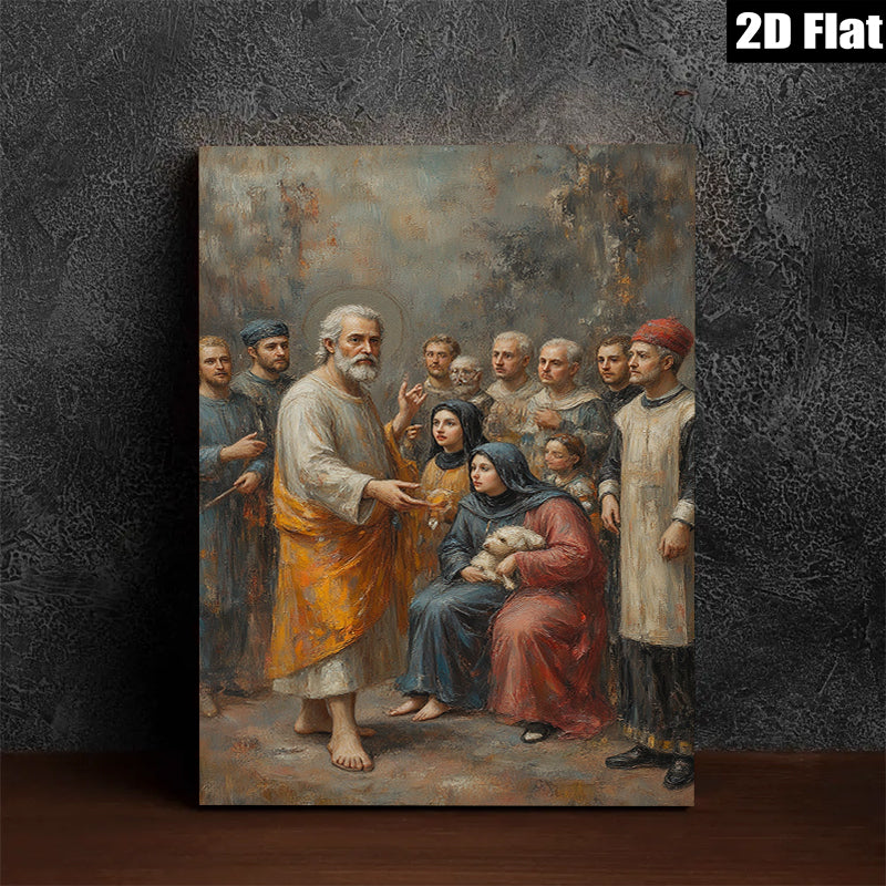 2D flat 1pc Jesus with Disciples Biblical Scene Wall Art Decor Living Room Bedroom Canvas Print Gallery Wrapped Modern Farmhouse Rustic Coastal Home Décor