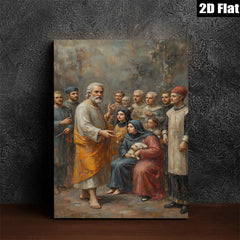 2D flat 1pc Jesus with Disciples Biblical Scene Wall Art Decor Living Room Bedroom Canvas Print Gallery Wrapped Modern Farmhouse Rustic Coastal Home Décor