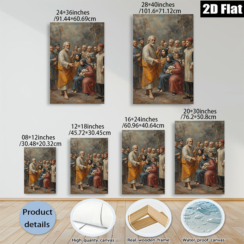 2D flat 1pc Jesus with Disciples Biblical Scene Wall Art Decor Living Room Bedroom Canvas Print Gallery Wrapped Modern Farmhouse Rustic Coastal Home Décor