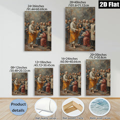 2D flat 1pc Jesus with Disciples Biblical Scene Wall Art Decor Living Room Bedroom Canvas Print Gallery Wrapped Modern Farmhouse Rustic Coastal Home Décor