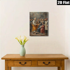 2D flat 1pc Jesus with Disciples Biblical Scene Wall Art Decor Living Room Bedroom Canvas Print Gallery Wrapped Modern Farmhouse Rustic Coastal Home Décor