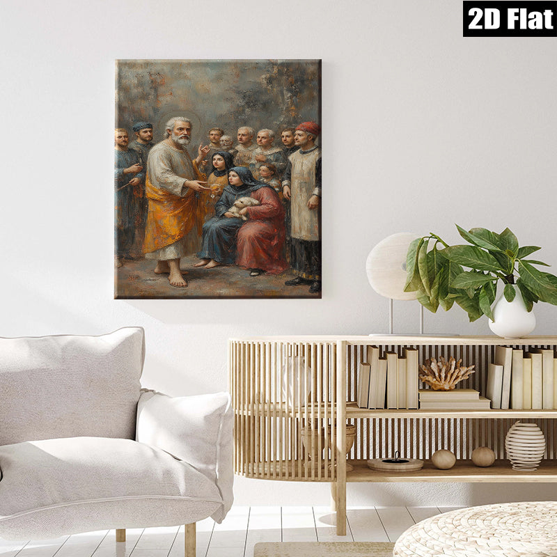 2D flat 1pc Jesus with Disciples Biblical Scene Wall Art Decor Living Room Bedroom Canvas Print Gallery Wrapped Modern Farmhouse Rustic Coastal Home Décor