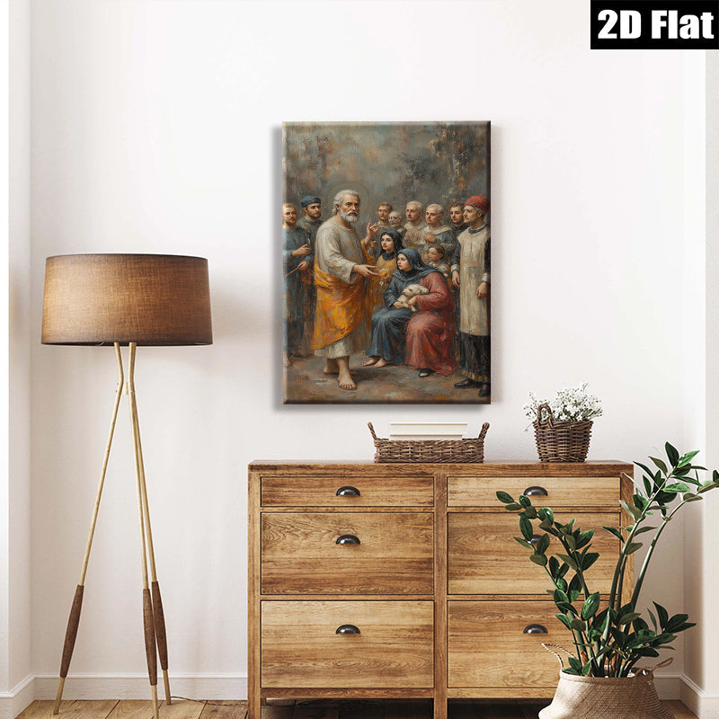 2D flat 1pc Jesus with Disciples Biblical Scene Wall Art Decor Living Room Bedroom Canvas Print Gallery Wrapped Modern Farmhouse Rustic Coastal Home Décor