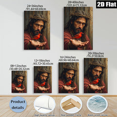 2D flat 1pc Jesus with Redbird Hopeful Sanctuary Wall Art Living Room Bedroom Decor Faith Religious Gift Modern Farmhouse Style