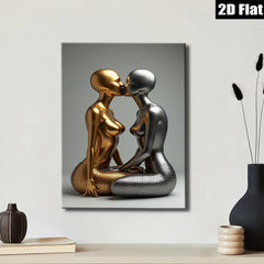 2D flat 1pc Kissing Couple Modern Sculpture Art Wall Decor Living Room Bedroom Chic Gallery Wrapped Canvas Print Home Office Decor Trending Now