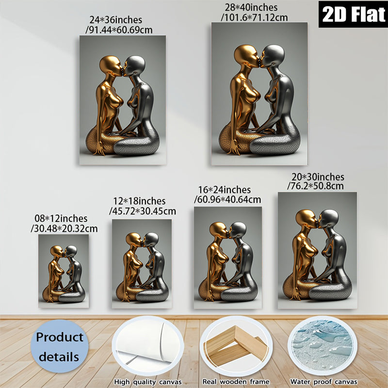 2D flat 1pc Kissing Couple Modern Sculpture Art Wall Decor Living Room Bedroom Chic Gallery Wrapped Canvas Print Home Office Decor Trending Now