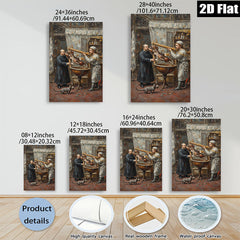 2D flat 1pc Kitchen Staff Preparing Game Bird Feast Rustic Farmhouse Wall Art Dining Room Decor Gallery Wrapped Canvas Prints for Living Room Bedroom Modern Home Accents