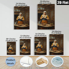 2D flat 1pc Kitchen Still Life Woman Preparing Meal Farmhouse Wall Art Dining Room Decor Rustic Country Style Canvas Prints for Living Room Bedroom