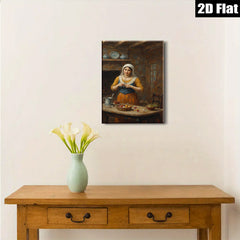 2D flat 1pc Kitchen Still Life Woman Preparing Meal Farmhouse Wall Art Dining Room Decor Rustic Country Style Canvas Prints for Living Room Bedroom