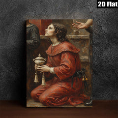 2D flat 1pc Kneeling Woman with Censer Religious Wall Art for Living Room Bedroom Gallery Wrapped Canvas Prints Modern Farmhouse Decor