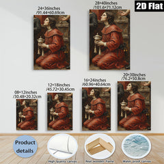 2D flat 1pc Kneeling Woman with Censer Religious Wall Art for Living Room Bedroom Gallery Wrapped Canvas Prints Modern Farmhouse Decor