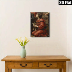 2D flat 1pc Kneeling Woman with Censer Religious Wall Art for Living Room Bedroom Gallery Wrapped Canvas Prints Modern Farmhouse Decor