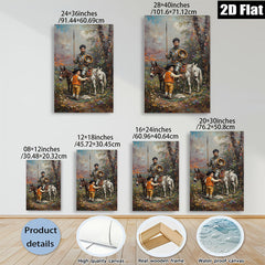 2D flat 1pc Knight with Child Pastoral Scene Wall Art for Living Room Bedroom Home Decor Farmhouse Style Canvas Prints Modern Artwork