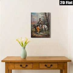 2D flat 1pc Knight with Child Pastoral Scene Wall Art for Living Room Bedroom Home Decor Farmhouse Style Canvas Prints Modern Artwork