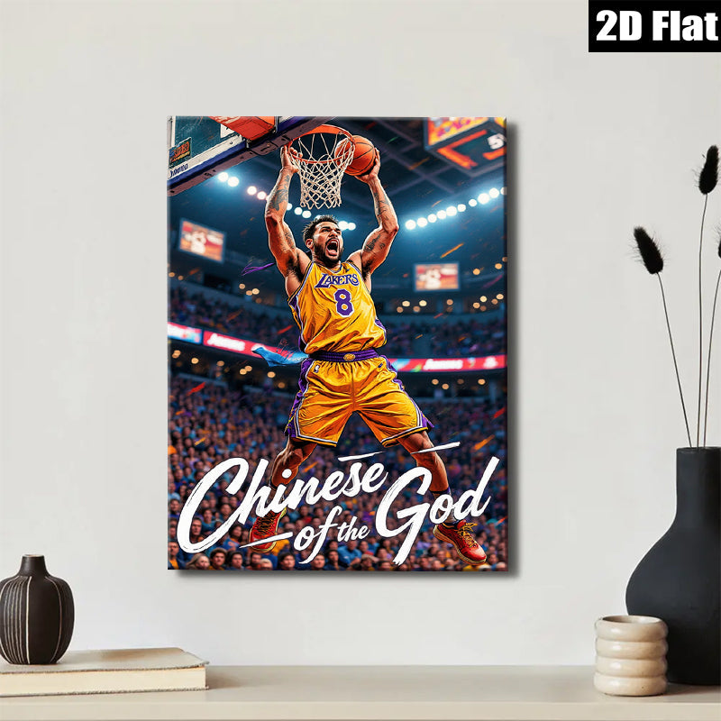 2D flat 1pc Kobe Bryant basketball action shot wall art poster for living room bedroom dorm decor inspirational gifts modern farmhouse style canvas prints