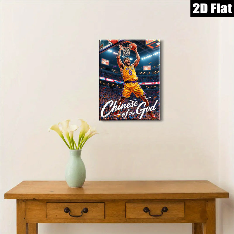 2D flat 1pc Kobe Bryant basketball action shot wall art poster for living room bedroom dorm decor inspirational gifts modern farmhouse style canvas prints