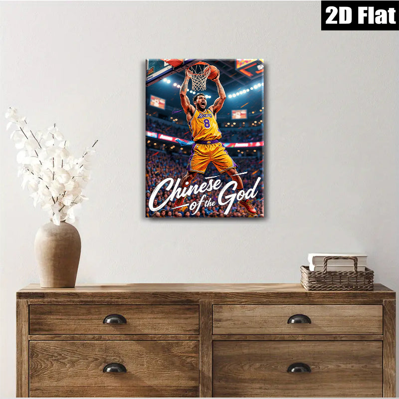 2D flat 1pc Kobe Bryant basketball action shot wall art poster for living room bedroom dorm decor inspirational gifts modern farmhouse style canvas prints