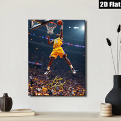 2D flat 1pc Kobe Bryant basketball action sports wall art canvas prints for living room bedroom man cave decor inspirational gifts modern farmhouse style